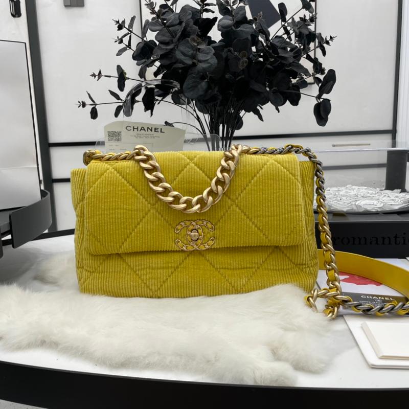 Chanel Handbags AS1161 Corduroy Yellow